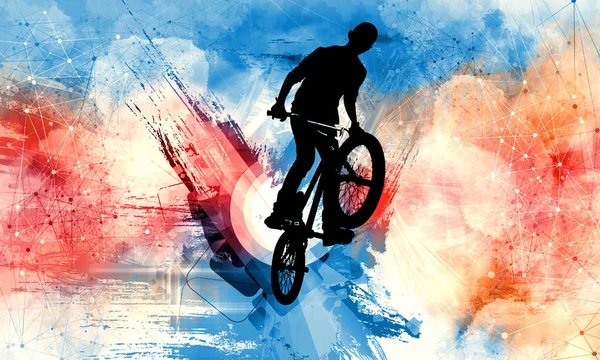 Illustration Sportive Pilote Bmx — Photo