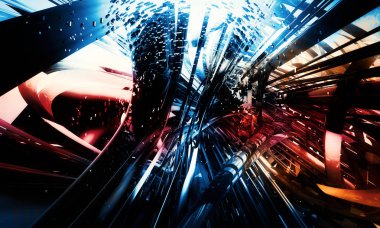 dijital teknoloji kavramı banner arka plan için hazır 3D render