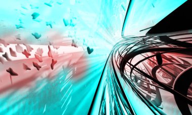 Soyut dijital teknoloji arkaplanının 3B görüntülenmesi