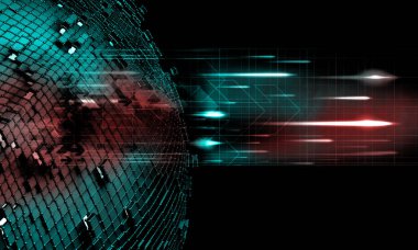 Soyut dijital teknoloji arkaplanının 3B görüntülenmesi