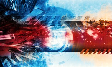 dijital teknoloji kavramı banner arka plan için hazır 3D render 