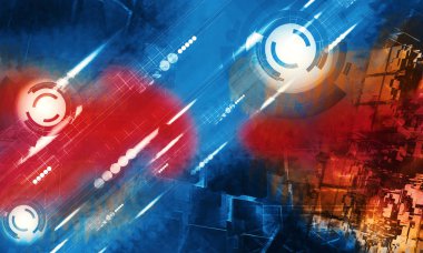 dijital teknoloji kavramı banner arka plan için hazır 3D render 