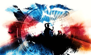 Bir parti kalabalığın Siluet - İllüstrasyon