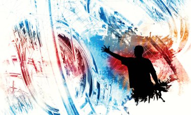 Bir parti kalabalığın Siluet - İllüstrasyon