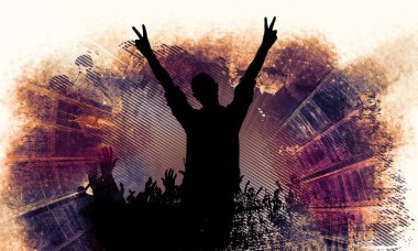 Bir parti kalabalığın Siluet - İllüstrasyon