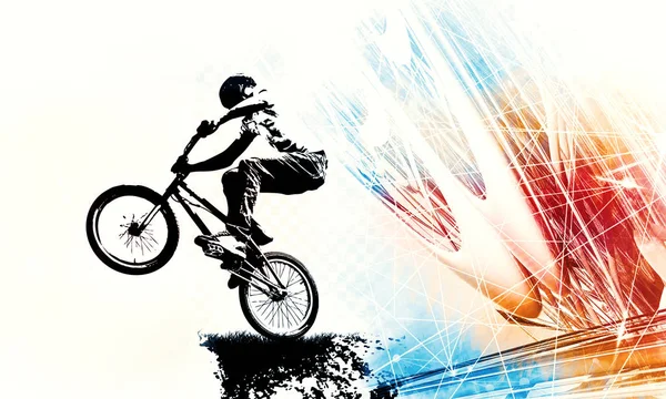 Illustration Sportive Pilote Bmx — Photo