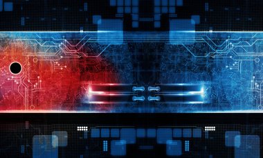 Soyut teknoloji dijital hi teknoloji kavramının 3d render