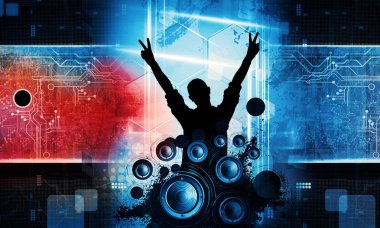 Gece hayatı ve disko konsepti. Resimler afiş ya da poster için hazır 