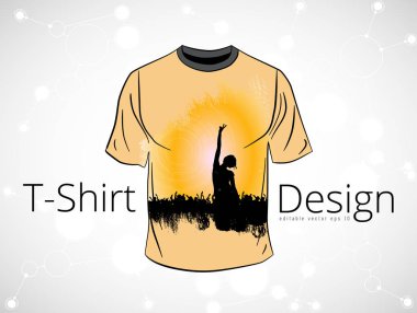 Mutlu, dans eden insanlar, vektör ile T-shirt şablonu  