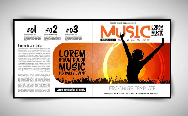 Musikmagazin Leicht Editierbares Broschüren Layout — Stockvektor