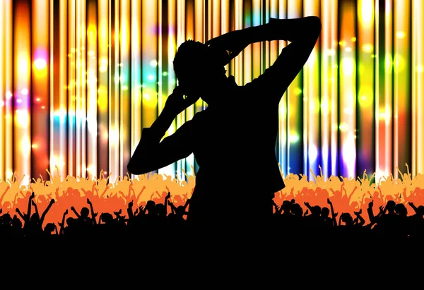 Foule Avec Les Mains Levées Concert Festival Musique — Image vectorielle