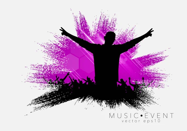 Multitud Con Las Manos Levantadas Concierto Festival Música Vector — Vector de stock