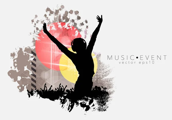 Crowd Raised Hands Concert Music Festival Vector — Stock Vector