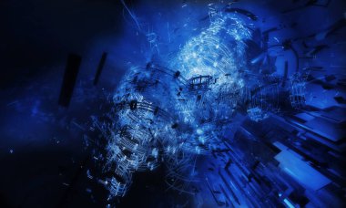 Soyut teknoloji dijital hi teknoloji kavramı afiş arka plan için hazır 3d render 