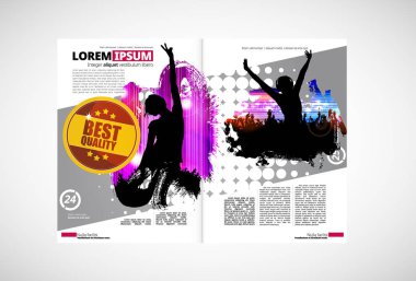 Arka planda müzik konusu olan dergi yazdırılıyor, düzenlenmesi kolay vektör