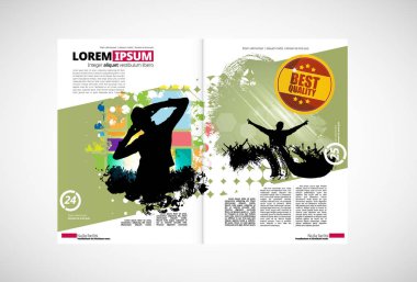 Arka planda müzik konusu olan dergi yazdırılıyor, düzenlenmesi kolay vektör