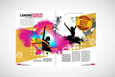 Arka planda müzik konusu olan dergi yazdırılıyor, düzenlenmesi kolay vektör