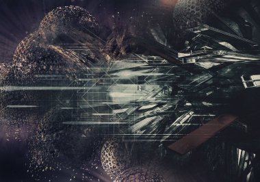 Soyut teknoloji dijital hi teknoloji kavramı afiş arka plan için hazır 3d render