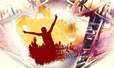 Gece hayatı ve disko konsepti. Resimler afiş ya da poster için hazır