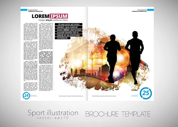 Sportdruck Magazin Leicht Editierbares Broschüren Layout — Stockvektor