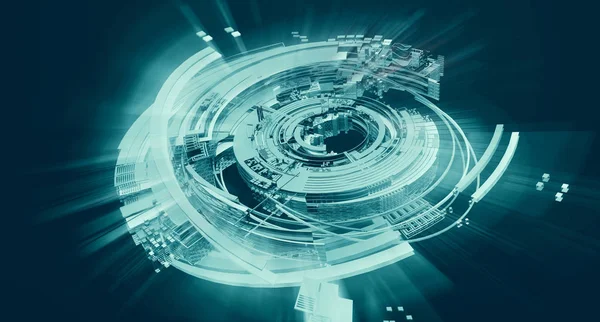Soyut teknoloji dijital hi teknoloji kavramı afiş arka plan için hazır 3d render