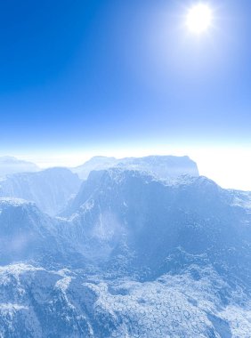 Kış Dağı illüstrasyonunun 3D canlandırması