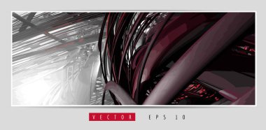 3D soyut teknoloji dijital hi-tech kavramına sahip vektör poster arkaplanı