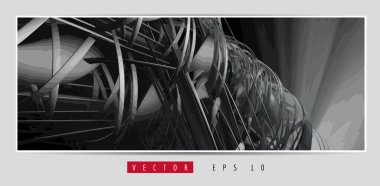 3D soyut teknoloji dijital hi-tech kavramına sahip vektör poster arkaplanı