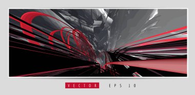 3D soyut teknoloji dijital hi-tech kavramına sahip vektör poster arkaplanı