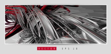 3D soyut teknoloji dijital hi-tech kavramına sahip vektör poster arkaplanı