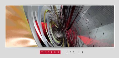 3D soyut teknoloji dijital hi-tech kavramına sahip vektör poster arkaplanı