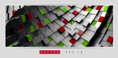 3D soyut teknoloji dijital hi-tech kavramına sahip vektör poster arkaplanı