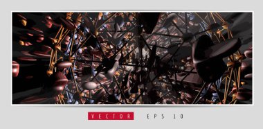 3D soyut teknoloji dijital hi-tech kavramına sahip vektör poster arkaplanı