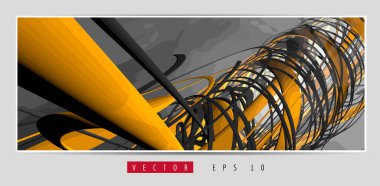 3D soyut teknoloji dijital hi-tech kavramına sahip vektör poster arkaplanı