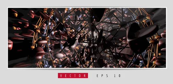 3D soyut teknoloji dijital hi-tech kavramına sahip vektör poster arkaplanı