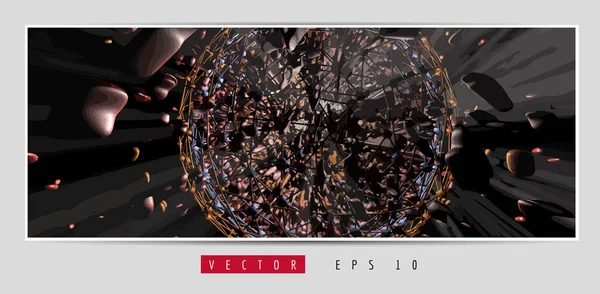 3D soyut teknoloji dijital hi-tech kavramına sahip vektör poster arkaplanı