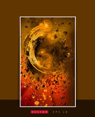 3D işlemeli poster arkaplanı soyut teknoloji dijital hi-tech konsepti