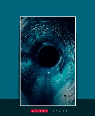 3D işlemeli poster arkaplanı soyut teknoloji dijital hi-tech konsepti