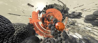 Soyut teknoloji dijital hi teknoloji kavramı afiş arka plan için hazır 3d render