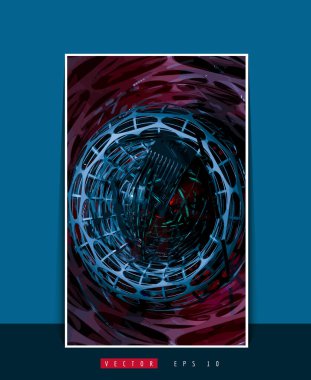 3D resimli poster arkaplanı soyut teknoloji dijital hi-tech konsepti