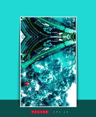 3D resimli poster arkaplanı soyut teknoloji dijital hi-tech konsepti