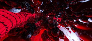 Soyut teknolojinin 3 boyutlu illüstrasyonu Sancak arkaplanı için hazır dijital hi-tech konsepti