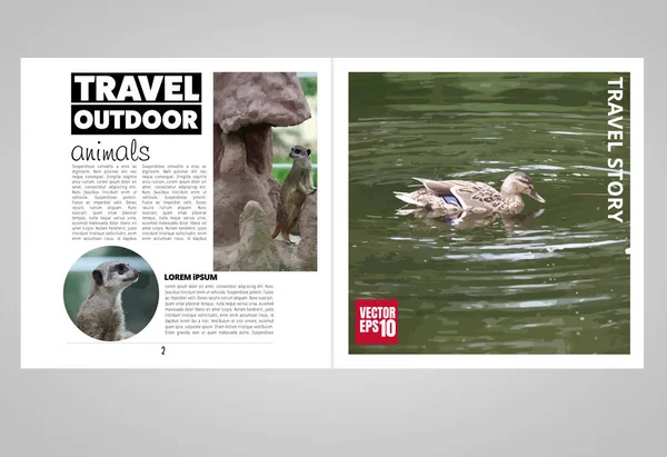 Broschyr Mall Flygblad Med Djur Natur Vektor Mockup — Stock vektor