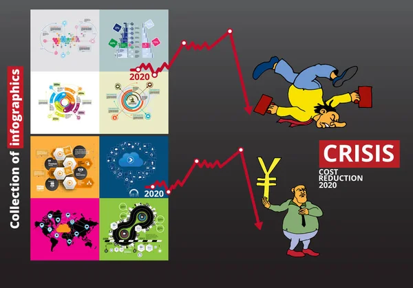 Crisis Impact Global Economy Stock Markets Financial Crisis Concept Illustration — Stock Vector