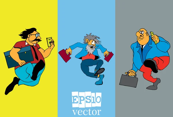 Set Businessman Cartoon Character Vector Illustration — Stock Vector