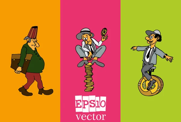 Set Von Geschäftsmann Cartoon Figur Vektor Illustration — Stockvektor