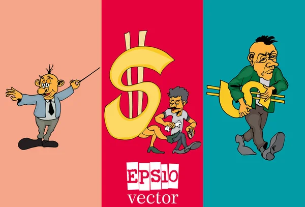 Conjunto Homem Negócios Personagem Desenho Animado Ilustração Vetorial — Vetor de Stock