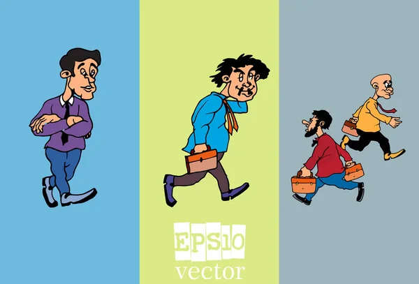 Conjunto Homem Negócios Personagem Desenho Animado Ilustração Vetorial — Vetor de Stock