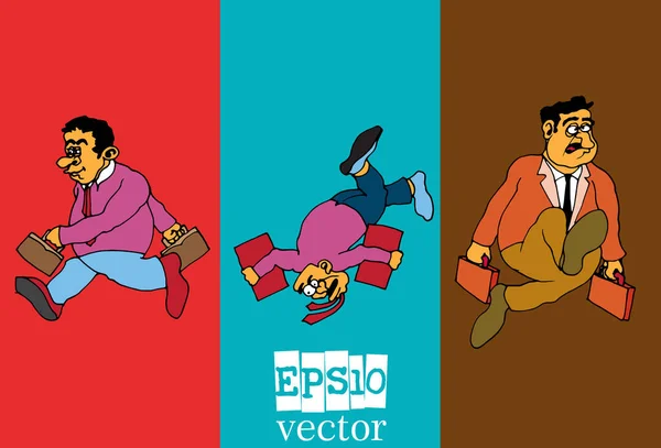 Conjunto Personaje Dibujos Animados Hombre Negocios Ilustración Vectores — Vector de stock