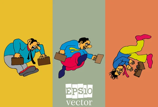 Set Businessman Cartoon Character Vector Illustration — Stock Vector